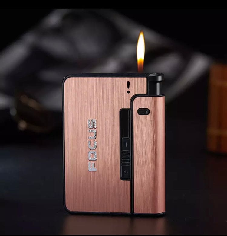 Focus Automatic Lighter, Automatic Cigarettes Holder, 10 Pcs Cigarette Case, Portable Automatic Cigarette Holder Without Lighter, Metal Cigarette Boxes, Lighter Gadget For Men, Multifunction Cigarette Holder