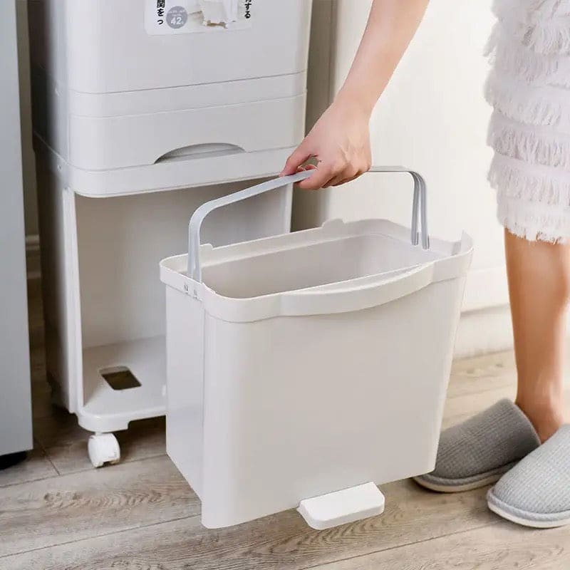 3 Layer Trash Bin, Kitchen Gargabe Can, Recyclable Vertical Trash Cabinet, Household Waste Bin With Wheels, Large Plastic Cube Storage Bins Basket With Lid, Household Classification Bucket, 42L Three-layer Kitchen Separation Trash Can