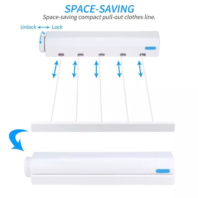 Heavy Duty Retractable Hang Drying Rack, Automatic Telescopic Clothesline, Wall Mounted Clothes Line, Flexible Clothesline, Bathroom Clothes Dryer, Balcony Drying Rack Household Clothesline, Retractable Clothes Drying Rack, Drawing Rope