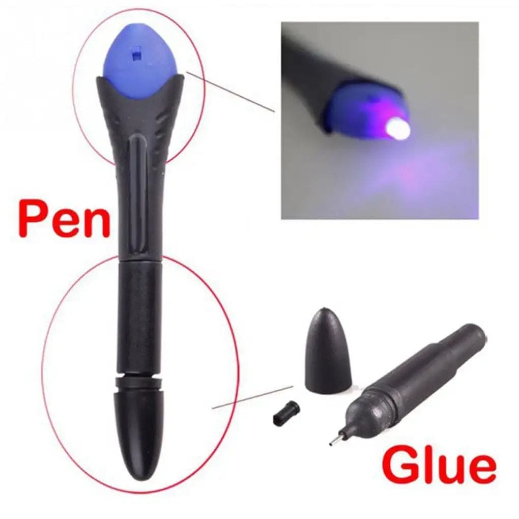 Quick Fix Liquid Glue Pen, UV Light Repair Tool, Plastic Liquid Welding Compound, Hand Held Glue Pen with LED Light, Portable Fiberglass Leather Applicator