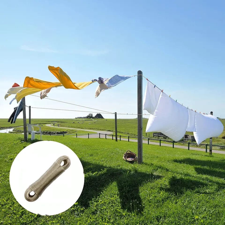 Metal Clothes Line, 20m Washing Line Rope, Steel Core Laundry