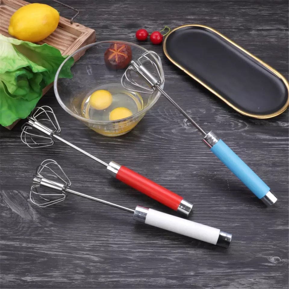 Colorful Long Handle Whisker, Stainless Steel Semi Automatic Whisk, Manual Press Type Butter Whipping, Manual Press Type Egg Beater, Kitchen Baking Tool Baking Accessories, Automatic Stirrer for Milkshake Sauce Drink
