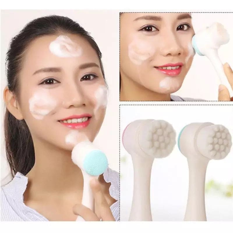 Double Sided Facial Cleanser, Silicone Face Cleansing Brush, Blackhead Removal Pore Cleaner, Exfoliator Face Massager, Silicone Face Cleansing Brush