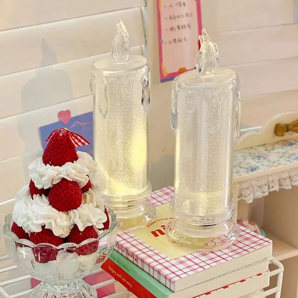 Candle Shape Electronic Lamp, Flameless Plastic Candle Tea Light, Home Decor Candle Lamp, Simulation Candle Led Small Night Lamp, Simulation Candle Led Small Night Lamp