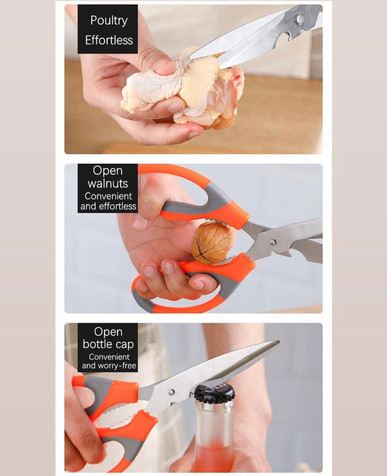 Stainless Steel Meat Vegetable Cutting Scissors Chicken Bone Scissor Can Opener, Multi Chicken Bone Scissor Can Opener, Kitchen Bar BBQ Tools