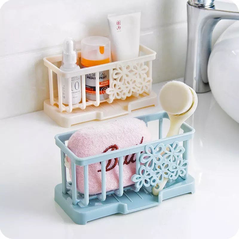 Flower Drain Rack, Kitchen Bathroom Sink Organizer, Caddy Cloths Rack Sponge Holder, Drain Rack Sponge Storage Holder, Useful Sink Soap Rack, Tray Dish Sink Drainer Organizers For Bathroom Kitchen