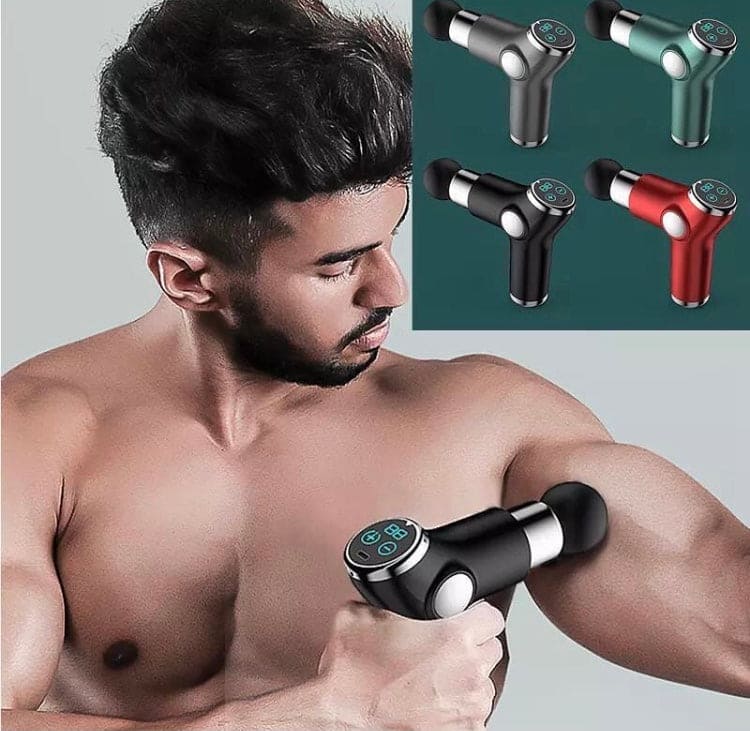 Deep Tissue Handheld Massage Gun With Four Different Heads, USB Charging Gun Massager With 6 Speed Levels