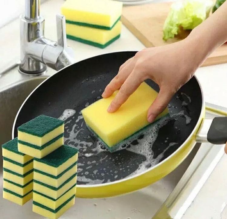 6 Pcs Double Sided Dishwashing Sponge, Emery Magic Cleaning Sponge