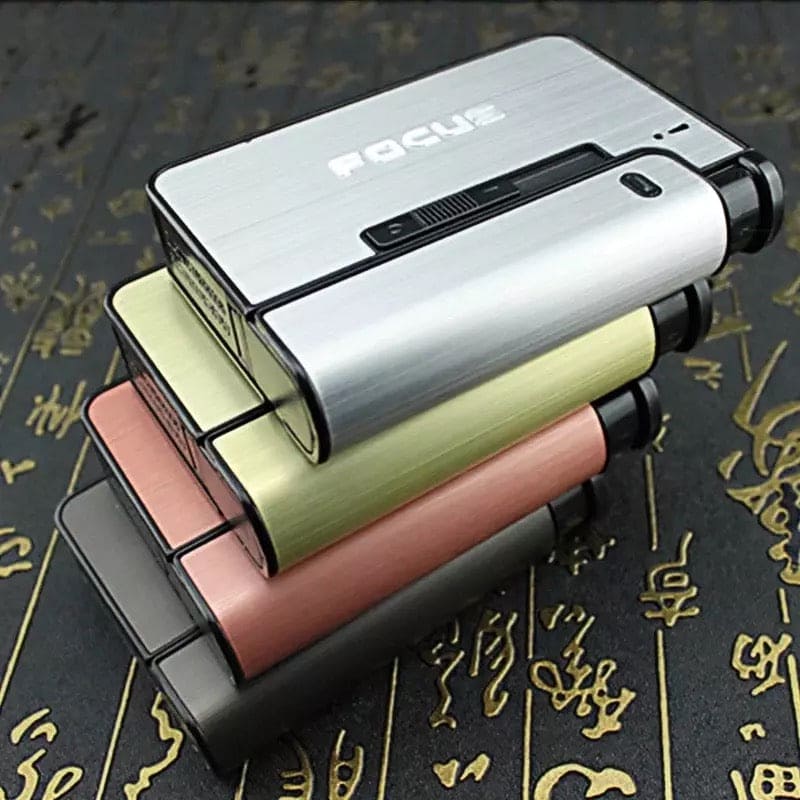 Focus Automatic Lighter, Automatic Cigarettes Holder, 10 Pcs Cigarette Case, Portable Automatic Cigarette Holder Without Lighter, Metal Cigarette Boxes, Lighter Gadget For Men, Multifunction Cigarette Holder