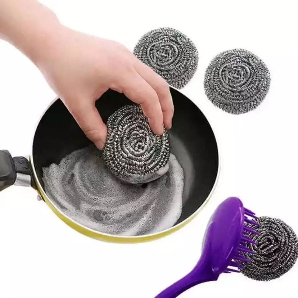 Set Of Three Steel Vool Brush, Long Handle Brush Set, Washing Pot Brush, Artifact Cleaning Steel Wire Ball Dishwashing Brush, Kitchen Cleaning Brush