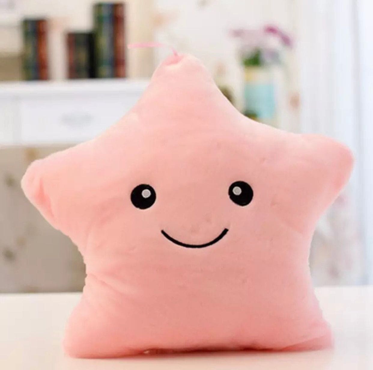 Creative 34cm Luminous Star Shaped Plush Pillow, Twinkle Star Light Up Plush Pillow