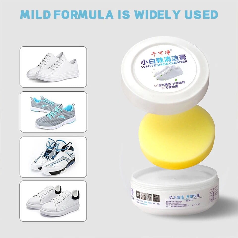 Shoes Cleaning Cream, Shoes Stain Whitening Cleansing Cream, Shoe Yellow Edge Cleaner With Sponge, Multifunctional Cleaning Shoe Whitener, Shoes Suede Cleaner, Leather Shoe Cleaning Cream, Little White Shoe Cleaner, 200gm White Shoe Cleaner