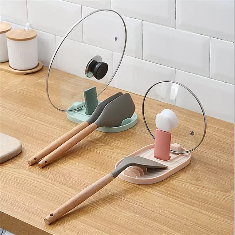 Kitchen Spatula Spoon Rest, Pot Lid Holder, Kitchen Utensil Storage, Multi-functional Rack Kitchen Gadget