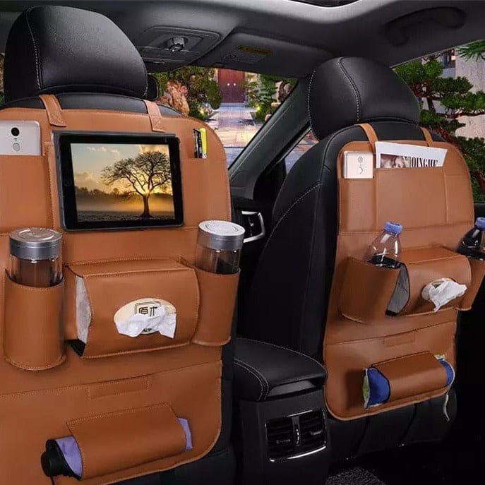 Luxury Leather Car Back Seat Organizer, Pockets Hanging Bag, Car Stora –  Yahan Sab Behtar Hai!