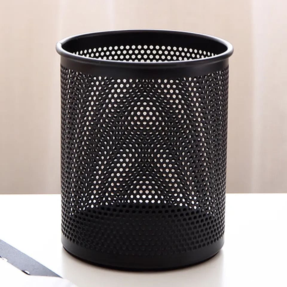 Metal Mesh Pen Holder, Pen Pencil Stationary Holder, Black Metal Stationary Organizer, Creative Metal Pen Holder, Pen Stand For Office Table, Sleek Black Stationary Cup
