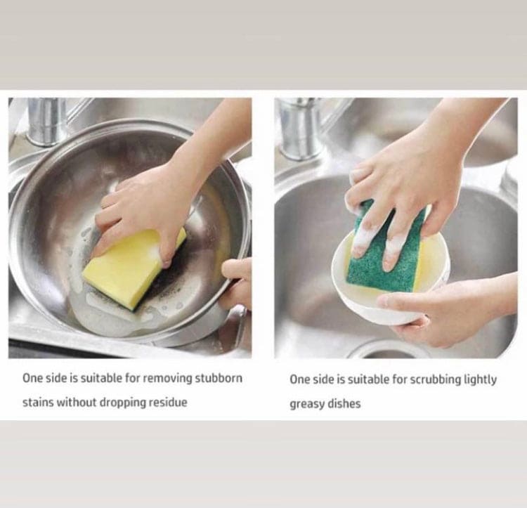 6 Pcs Double Sided Dishwashing Sponge, Emery Magic Cleaning Sponge