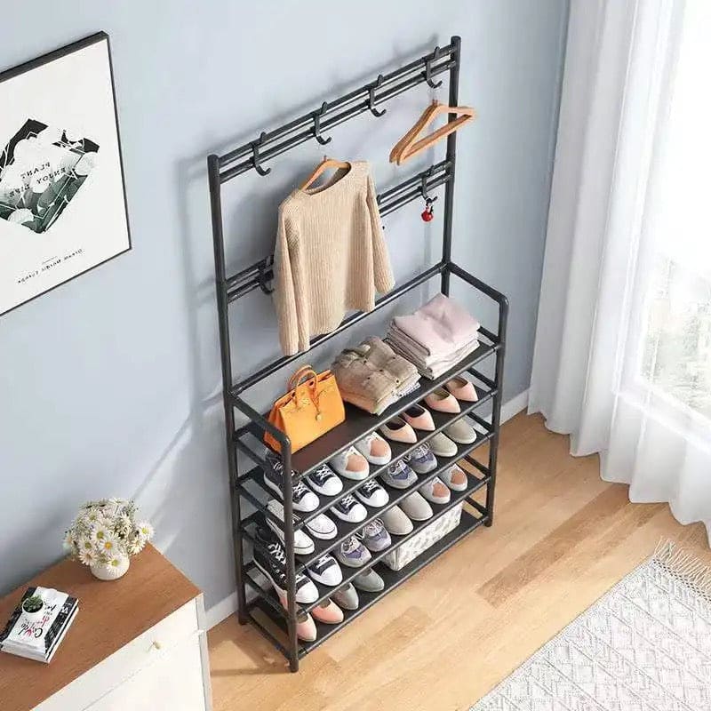 Nordic Coat And Hat Rack, Entryway Floor Display Clothes Rack, Household Shelf Living Room Clothes Storage Rack, Homlly Entryway Coat Rack with Shoes Organizer, Multi-Functional Shoe Rack, Bedroom Living Room Hanger