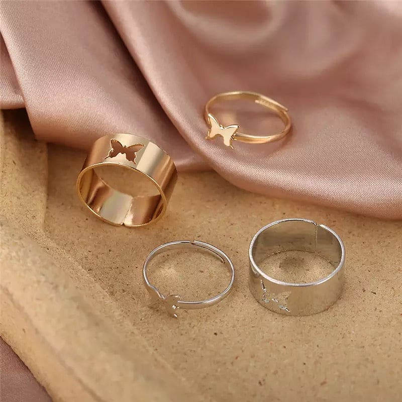 Butterfly Couple Ring, Couple Paired Ring Set, Adjustable Men/Women Couple Ring Jewellery