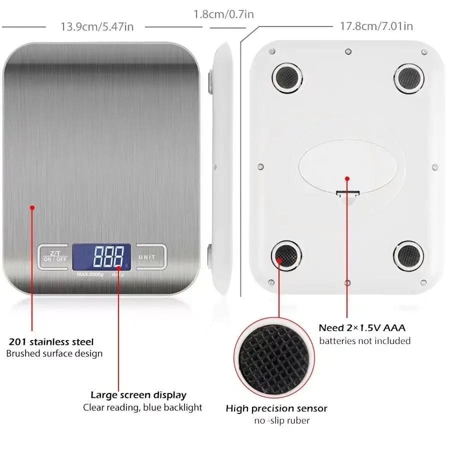 Digital Kitchen Scale, Multifunction LCD Display Kitchen Scale, Stainless Steel Measuring Scale, Rechargeable Steel Food Weighting Scale, Household Kitchen Scale, Portable Precision Scales