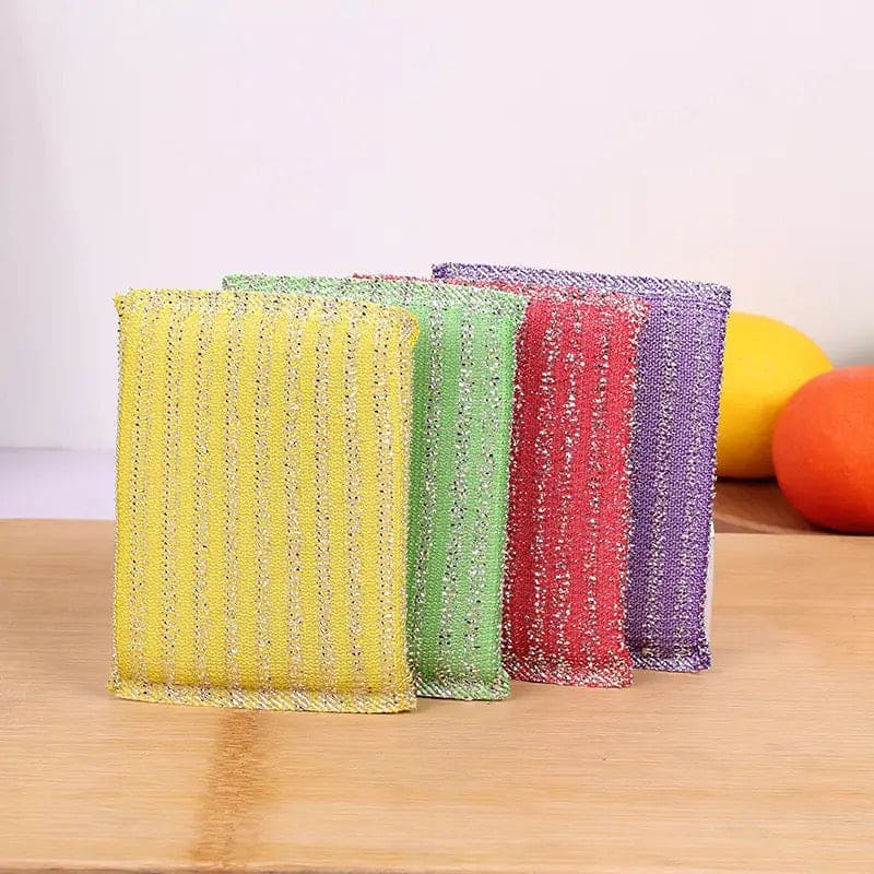 Set Of 4 Kitchen Dishwashing Sponge Fabric, Washcloths Scouring Pads, Wire Strip Diswashing Clothes, Multi-use Cooking Utensils Cleaner, Multifunctional Flexible Dish Cloth, Anti-deform Comfortable Cleaning Sponge