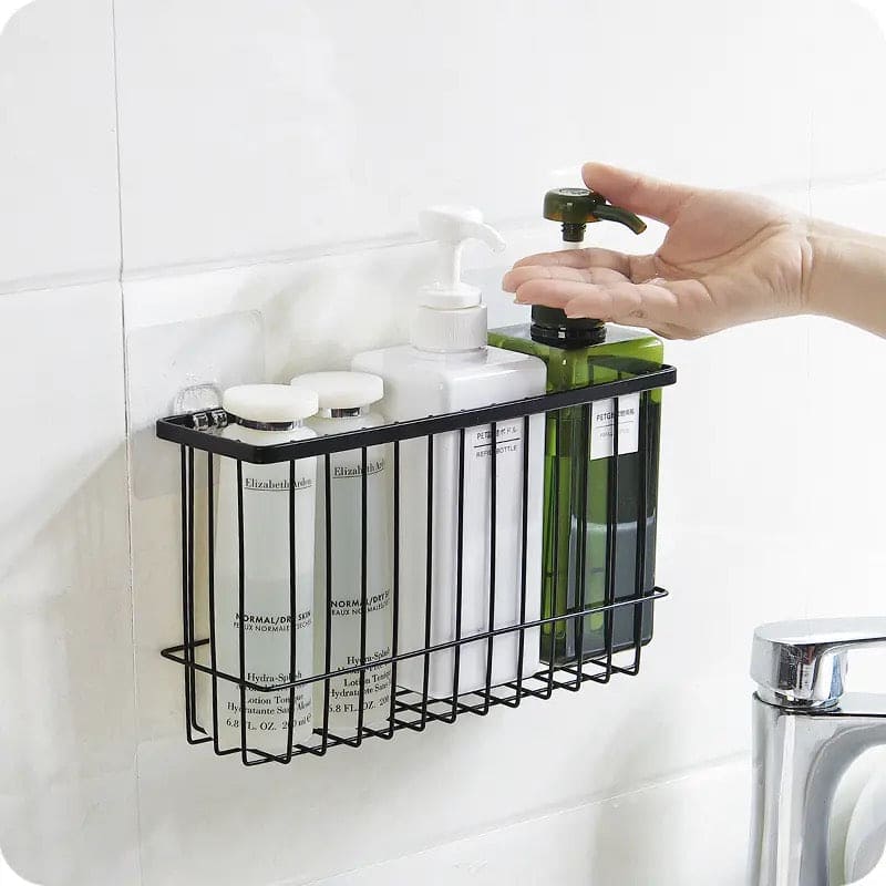 Iron Grill Organizer, Simple Style Iron Storage Basket Organizer, Living Room Home Potted Book Storage Basket, Punch Wrought Iron Rack, Kitchen Bathroom Storage Organizer