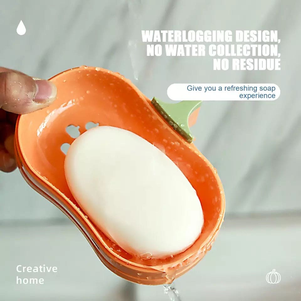 Cute Pumpkin Shape Soap Holder, Double Layer Drain Sink Soap Holder With Cover, Multifunctional Drain Soap Holder, Soap Draining Tray For Bathroom