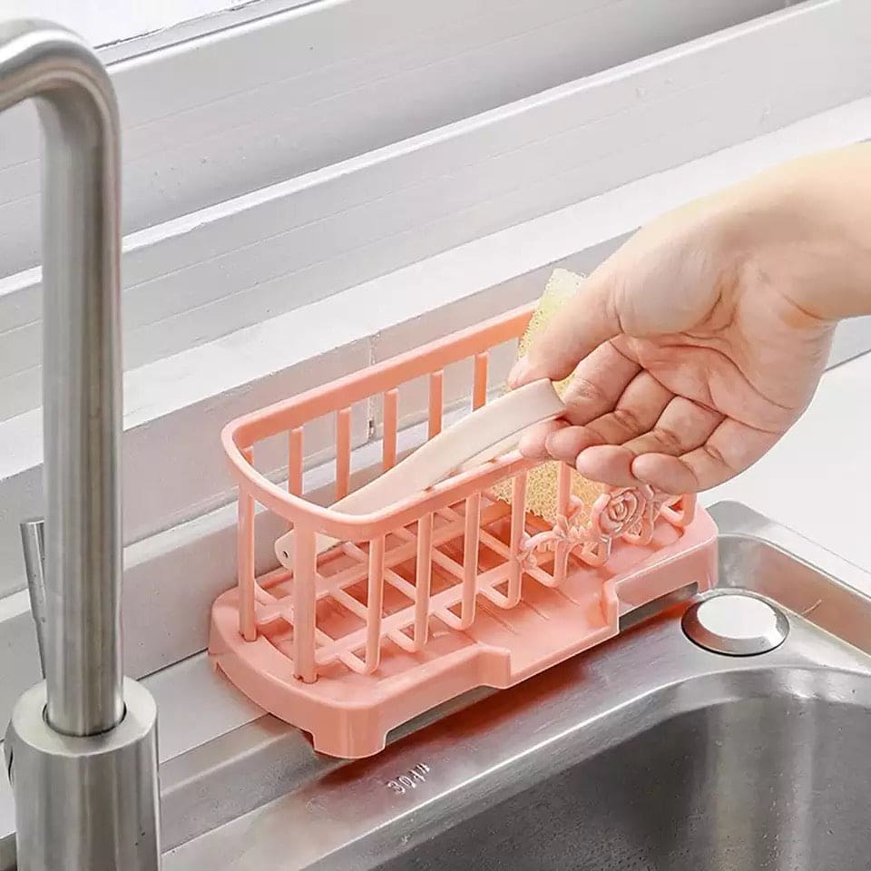 Flower Drain Rack, Kitchen Bathroom Sink Organizer, Caddy Cloths Rack Sponge Holder, Drain Rack Sponge Storage Holder, Useful Sink Soap Rack, Tray Dish Sink Drainer Organizers For Bathroom Kitchen