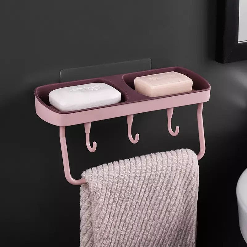 Two Grid Soap Box, Wall Mounted Soap Drain Holder, Multifunctional Bathroom Kitchen Hanging Storage Organizer, Portable Drain Suction Cup Soap Dish