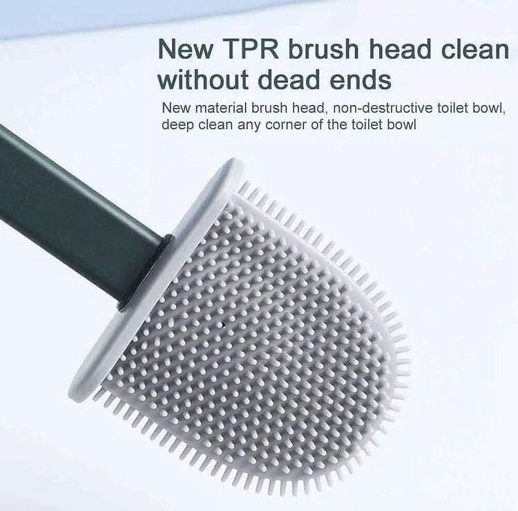 Silicone Toilet Brush With Holder Set, Flexible Toilet Cleaning Brush, Flexible Toilet Cleaning Bowl Brush Head With Silicone Bristles