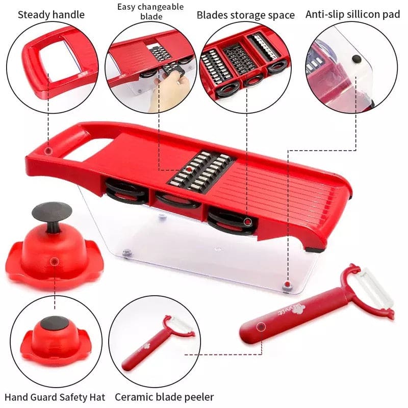 Creative 6 in 1 Vegetable Cutter, Multi Cutter Grater for Vegetables, Dicing Blades Slicer Shredder, Drain Grater Chopper Kitchen Accessories Tool, Mandolin Slicer Vegetable Grater