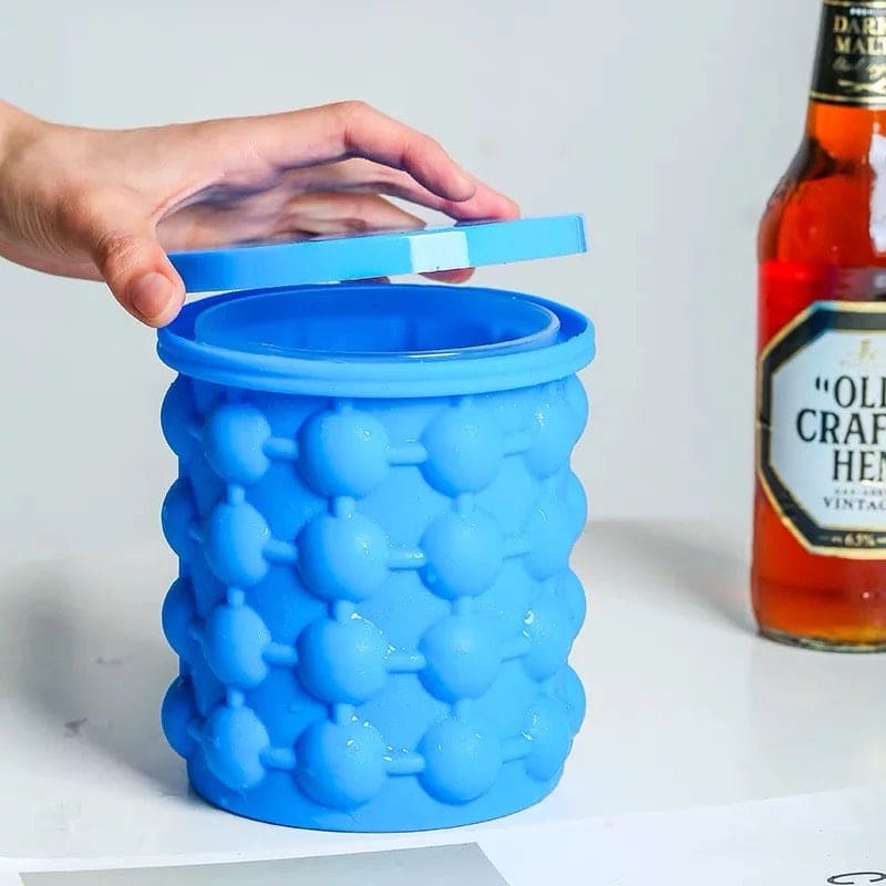 Silicone Ice Bucket, Fast Cold Ice Bucket, Space Saving Ice Genies Ice Ball Maker, Portable Silicon Ice Cube Maker