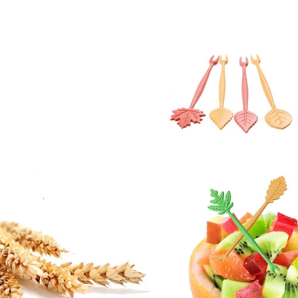 Set Of 40 Leaf Fruity Forks, Mini Barrel Fruit Fork Set, Snack Dessert Fork, Disposable Cute Leaf Shape Fruit Forks, Mini Food Tasting Forks, Fashion Fruit Sign Salad Fork, Plastic Fork Holder for Fruit Snack, Heart Cup Cake Dessert Forks