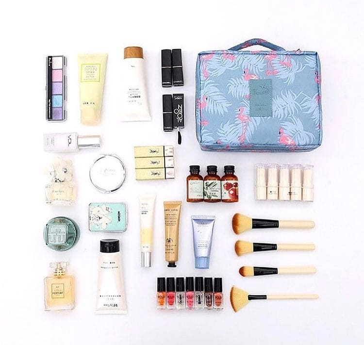 Multifunctional Travel Cosmetic Bag, Double Layer Portable Cosmetic Bag With Adjustable Dividers, Portable Makeup Pouch Brush Organizer, Purse Handbag for Women