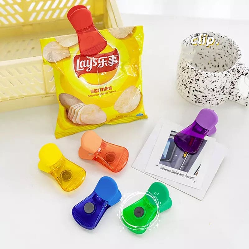 Fridge Sealing Clip, Colorful Plastic Sealer, Snack Fresh Clips, Refrigerator Magnetic Sticker, Colorful Magnetic Clips, Fridge Magnets Notepad Holder, Fridge Sealing Clip