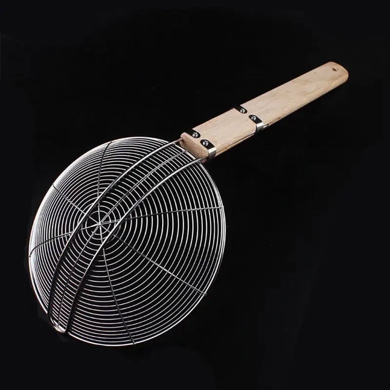 Spider Strainer, Large Stainless Steel Mesh Filter Colander, Wooden Handle Kitchen Oil Filter, French Fries Colanders Strainer, Wooden Handle Frying Net, Hot Pot Leaky Filter Sieve, Household Kitchen Strainer