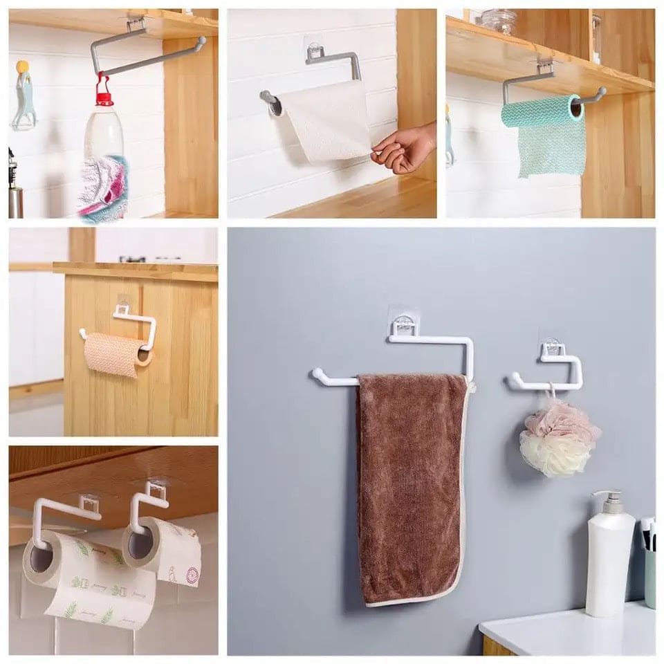 Cabinet Tissue Holder, Wall Mounted Towel Hanger Rack Bar, Cabinet Rag Storage Organizer, Wall Mounted Adjustable Towel Hanger for Kitchen Bathroom, Cabinet Paper Sucker Holder, Napkin Towel Rack Shelf Hook