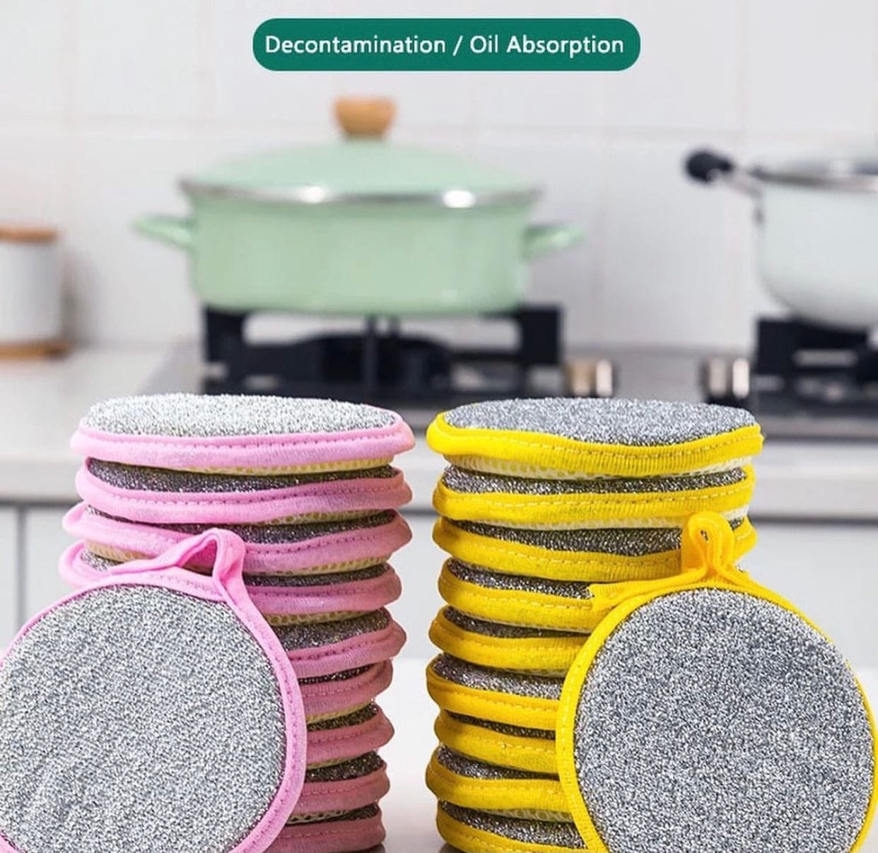Double Sided Dishwashing Sponge, Pan Pot Dish Wash Sponge, Tableware Dish Washing Brush