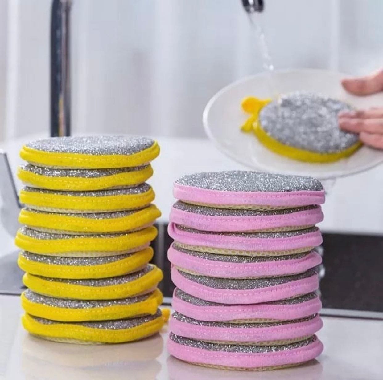 Double Sided Dishwashing Sponge, Pan Pot Dish Wash Sponge, Tableware Dish Washing Brush