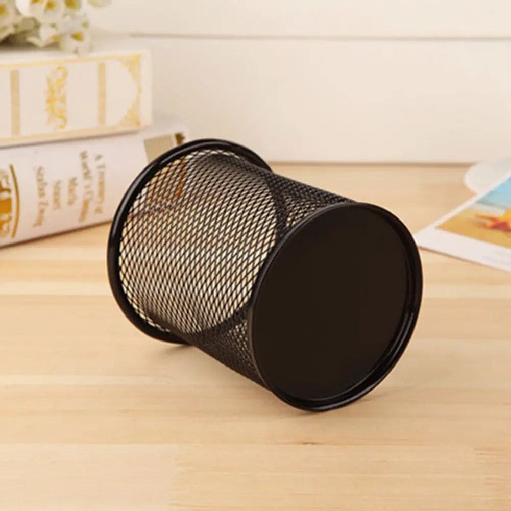 Metal Mesh Pen Holder, Pen Pencil Stationary Holder, Black Metal Stationary Organizer, Creative Metal Pen Holder, Pen Stand For Office Table, Sleek Black Stationary Cup