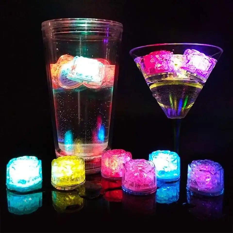 Multicolor LED Ice Cubes, Glowing Ice Cubes, Luminous Ice Cubes, Led Flash Ice Drink Cup Sensor Glow Light, Automatic Flashing Sensor Cubes, Liquid Sensor Reusable Ice Cube, Decor Induction Light Bar Party Supplies