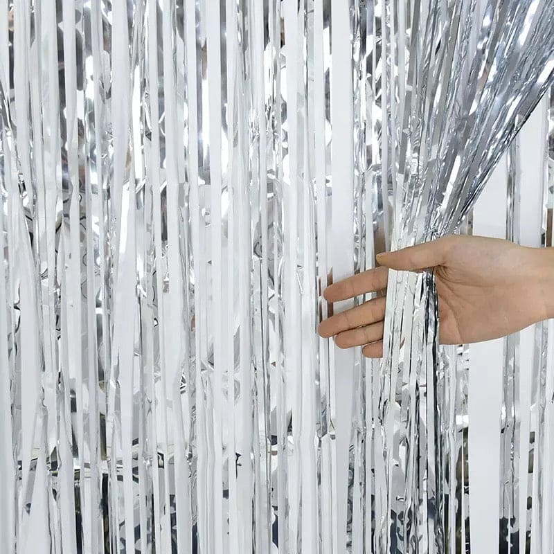 Birthday Party Back Drop, Metallic Tinsel Foil Fringe Curtains, Back Drop Foil Curtains, Shiny Tinsel Foil Fringes Curtain, Party Decorations Party Celebrations