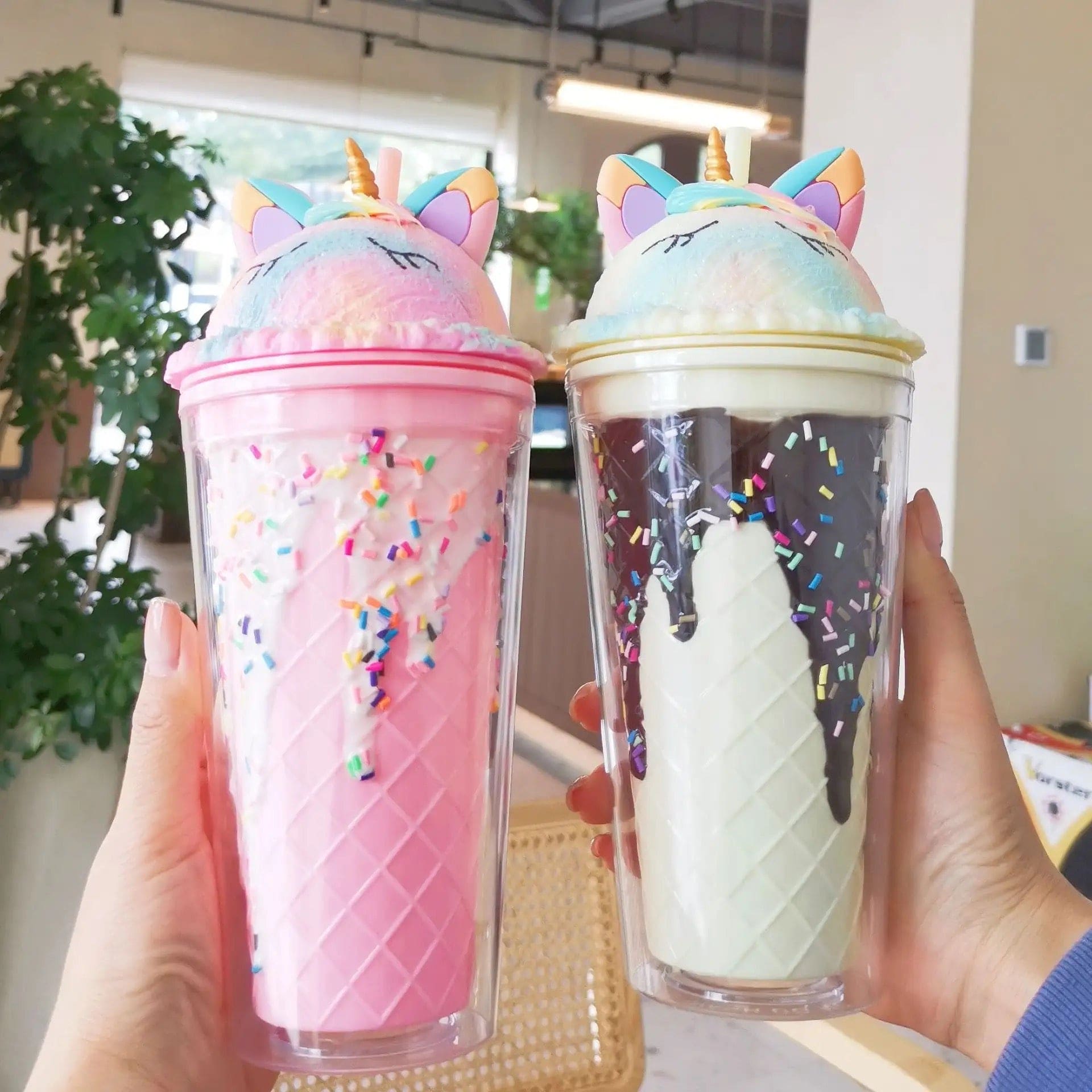 Unicorn Popsicle Cup, Double-layer Plastic Straw Mug, Lovely High Appearance Water Cup With Cover, Unicorn Sippy Coffee Cup, Portable Popsicle Cup