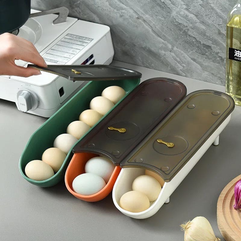 Durable Egg Storage Box, Anti Slip Large Capacity Egg Fresh Preservation Container, Stackable Egg Tray, Safe Sliding Egg Box