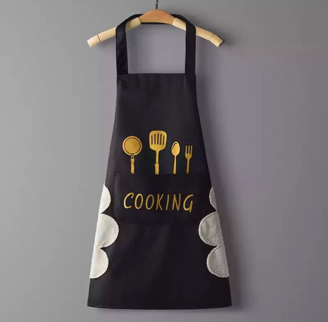 Women Wipeable Kitchen Apron, Enlarged Pocket Waterproof Oil-Proof Coffee Pinafore, Cooking Baking Adult Bib, Kitchen Bib Aprons For Women & Men