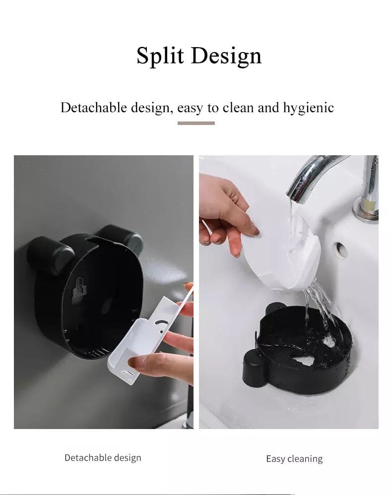 Cute Panda Wall Mounted Soap Box With Lid, Punch Free Double Layer Drain Soap Rack, Washbasin Soap Storage Box, Flip Cover Handmade Soap Shelf, Creative Soap Holder For Shower, Multifunctional Flip Top Drain Soap Dish