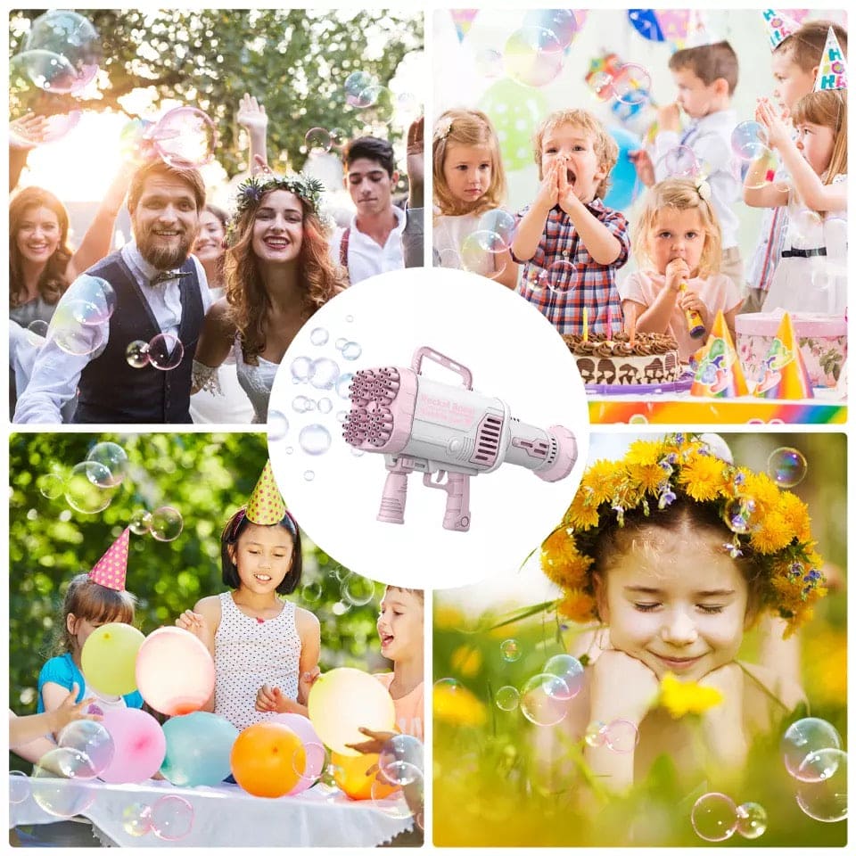44 Holes Charging Electric Automatic Bubble Machine, Gatling Bubble Gun Toy, Heavy machine New Electric Bubble Gun, Summer Outdoor Soap Water Children Toy 44-Holes Big Gatlin Rocket Soap Bubbles Machine, Children Magic Bubble Blower Toy