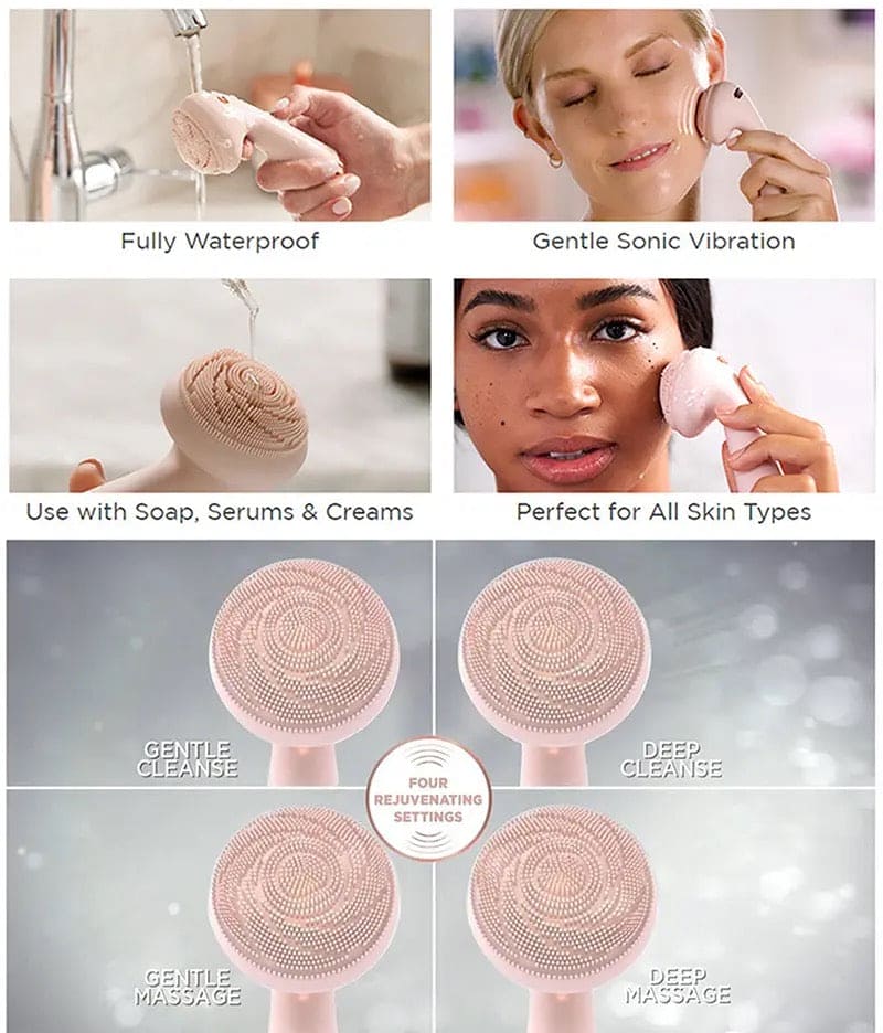 Electric Silicone Facial Brush Massager, USB Rechargeable Rose Electric Facial Cleanser, Rotating Silicone Massager, Waterproof Sonic Vibration Cleanser, Deep Pore Cleansing Skin Massager, Vibrate Exfoliate Sonic Electric Facial Cleansing Brush