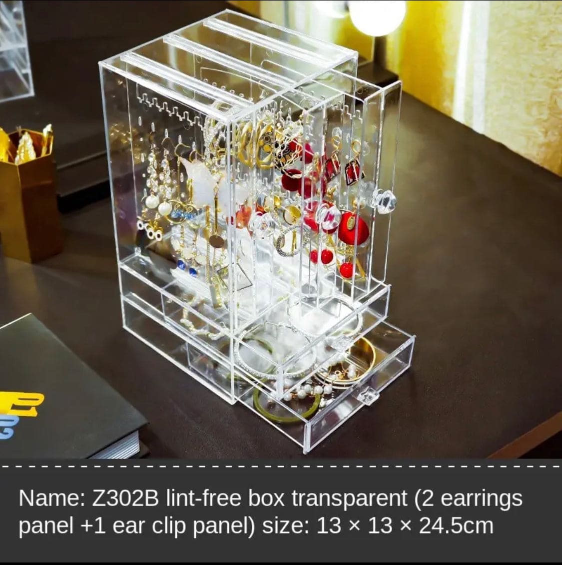 Acrylic Transparent Jewellery Cosmetic Box, Cosmetic Lipstick Jewellery Storage Box, Jewellery Display Organizing Shelve, Luxury Drawer Shelf Organizer, Jewellery Display Stand, Dustproof Jewellery Rack Display, Transparent Crystal Jewellery Rack