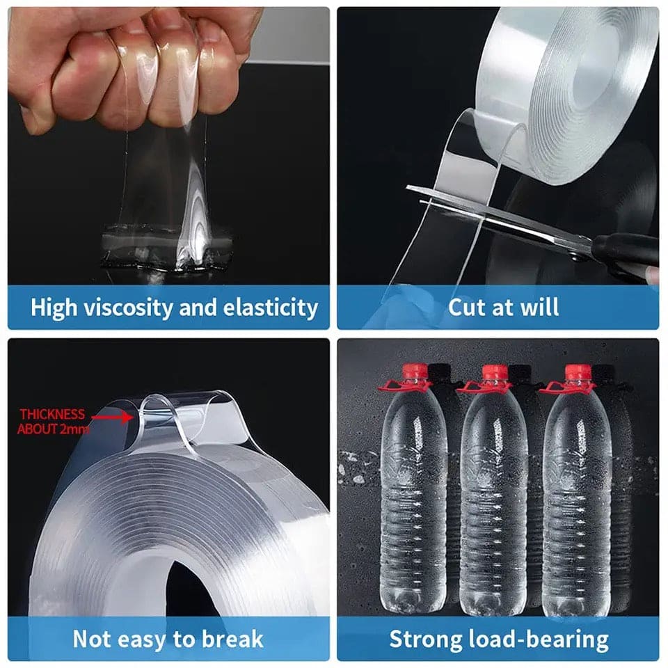 Nano Double Sided Tape, Transparent Nano Tape, Powerful Wall Stickers For Bathroom Kitchen Gadgets Home, Washable Self adhesive Transparent Tape, Universal Hook Tape