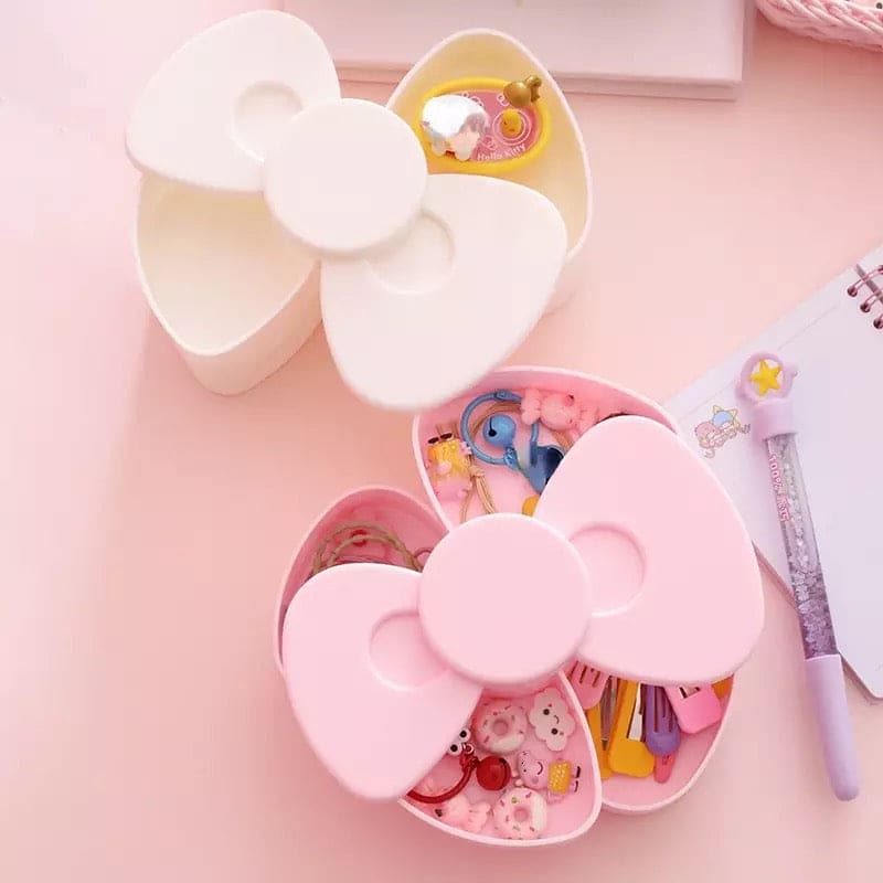Bow Shaped Earring Storage Box, Rotatable Earring Storage Box, Decorative Jewellery Container Case, Creative Necklace Box, Rotating Jewellery Box, Multi-layer Dustproof Jewellery Plastic Box